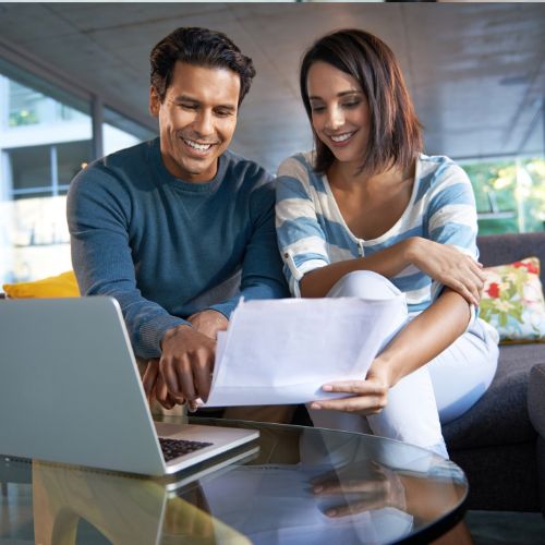 couple checking documents